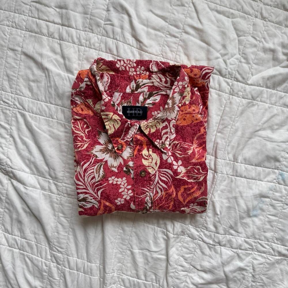 Harbor Bay Floral Hawaiian Shirt Red
Sz 2XL 100% Cotton Tropical Retro resort